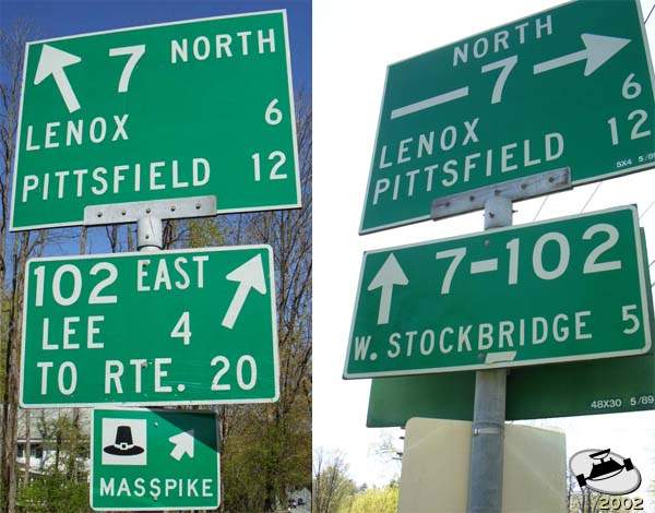 Text signs at the US 7 MA 102 JN